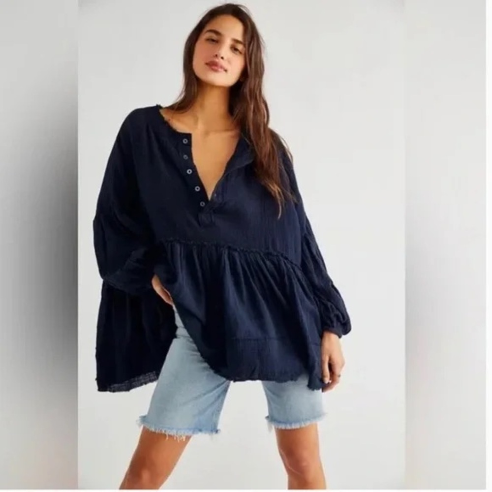 Free People Keep it Cool Henley Blouse